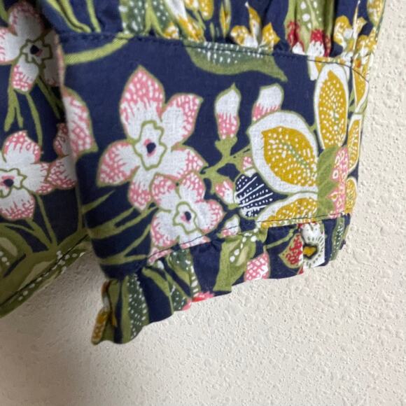 Talbots Floral Popover Blouse Blue Multicolor Size L Button Long Sleeve - Picture 3 of 7
